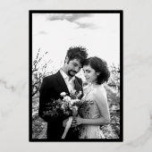 黒モダン大理石フォト結婚の金ゴールド 箔招待状 (裏面)