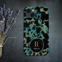 黒モダン大理石名前をカスタムするモノグラム