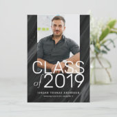 黒モダン大理石積み文字卒業写真 案内状 (スタンド正面)