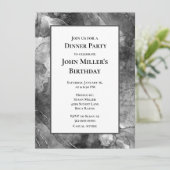 黒モダン大理石誕生日ディナーパーティーインビタ 招待状 (スタンド正面)