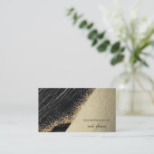 黒モダン大理石金ゴールドシーケンス,幾何学的 名刺 (スタンド正面)