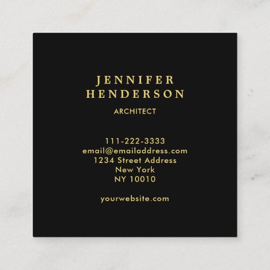 黒モダン大理石金ゴールドプロフェッショナル スクエア名刺 (裏面)