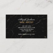 黒モダン大理石金ゴールド爪、 ネイル（名前） 名刺 (裏面)
