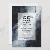 黒モダン大理石55th誕生日パーティー 招待状 (正面)