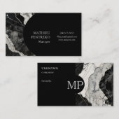 黒モダン大理石&シルバーフォーマルカスタム 名刺 (正面/裏面)