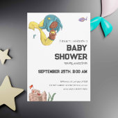 黒モダン妊婦の人魚ニュートラルベビーシャワー 招待状