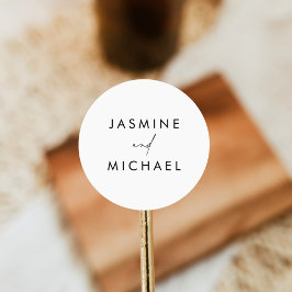 黒モダン字の結婚封筒用シール ラウンドシール