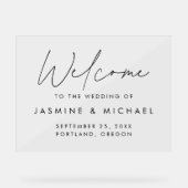 黒モダン字の結婚歓迎 アクリルサイン (正面)