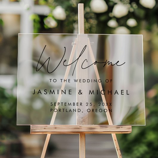 黒モダン字の結婚歓迎 アクリルサイン