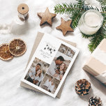 黒モダン字エレガントのクリスマス数々の写真 シーズンカード<br><div class="desc">黒いモダン素朴な水の色のベージュ自然スカンジナビアコンテンポラリーの消色の色のベージュ、黒と白の5写真の休日の数々のクリスマスカード。</div>