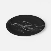 黒モダン字エレガント写真卒業パーティー ペーパープレート (アングル)