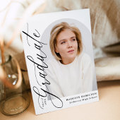 黒モダン字エレガント写真卒業 招待状