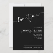黒モダン字エレガント21歳の誕生日