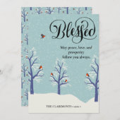 黒モダン字エレガントBLEESED(鳥)ショウジョウコウカンチョウ シーズンカード (正面/裏面)