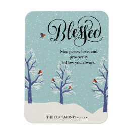 黒モダン字エレガントBLEESED（鳥）ショウジョウコウカンチョウ マグネット