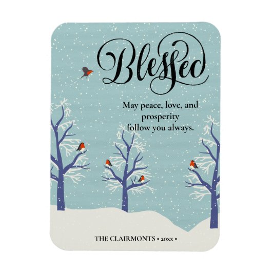 黒モダン字エレガントBLEESED(鳥)ショウジョウコウカンチョウ マグネット (縦)