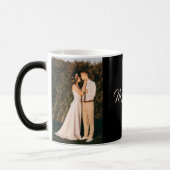 黒モダン字カップル写真 モーフィングマグカップ (左)