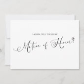 黒モダン字シンプルが私の名誉の母 招待状 (正面)