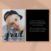 黒モダン字スタイリッシュ写真卒業 案内状