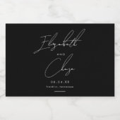 黒モダン字スタイリッシュ結婚名 スパークリングワインラベル (シングルラベル)