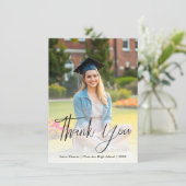 黒モダン字タイポグラフィ写真卒業 サンキューカード (スタンド正面)