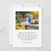 黒モダン字タイポグラフィ写真卒業 サンキューカード (裏面)