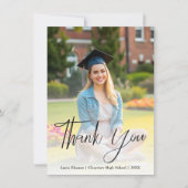 黒モダン字タイポグラフィ写真卒業 サンキューカード (正面)