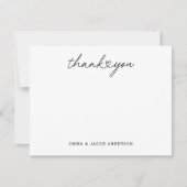 黒モダン字パーソナライズされた結婚モノグラム サンキューカード (正面)