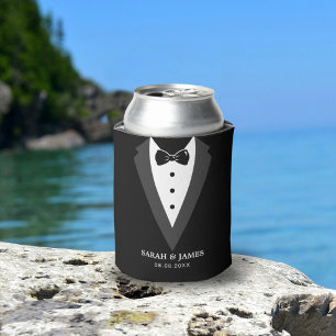 黒モダン字パーソナライズされたGroomsmen Can Coo 缶クーラー