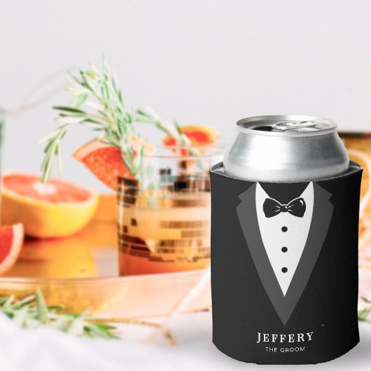 黒モダン字パーソナライズされたGroomsmen Can Coo 缶クーラー