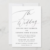 黒モダン字詳細のバック結婚に 招待状 (正面)