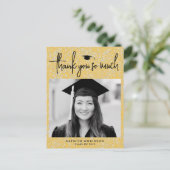 黒モダン字金ゴールドグリッターGRADありがとう ポストカード (スタンド正面)