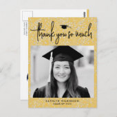 黒モダン字金ゴールドグリッターGRADありがとう ポストカード (正面/裏面)