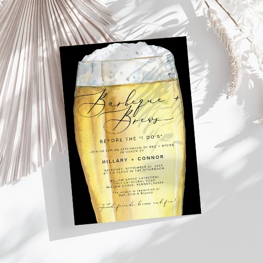 黒モダン字BBQとBrews 招待状