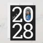 黒モダン学年と写真卒業 案内状 (正面)