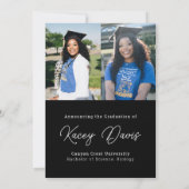 黒モダン学年と写真卒業 案内状 (裏面)