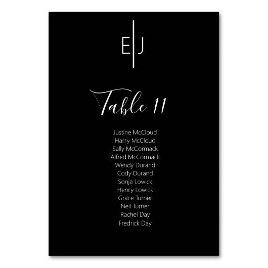 黒モダン客席一覧 テーブルナンバー (正面)