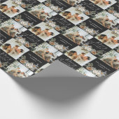 黒モダン家族エレガント写真メリークリスマス ラッピングペーパー (角)