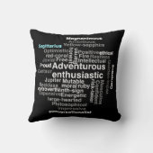 黒モダン射手座特性ラベルワードクラウドアート クッション (裏面)