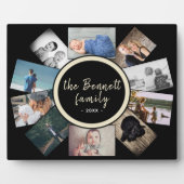 黒モダン年1回家族の記念撮影コラージュ フォトプラーク (正面)