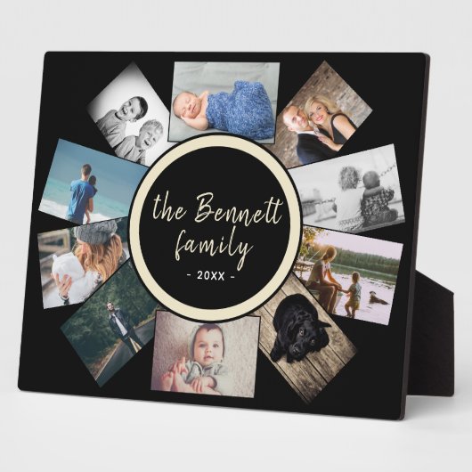 黒モダン年1回家族の記念撮影コラージュ フォトプラーク (側面)