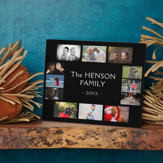 黒モダン年1回家族の記念撮影コラージュ フォトプラーク (側面)