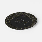 黒モダン幾何学卒業パーティー ペーパープレート (アングル)