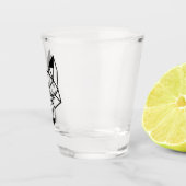黒モダン幾何学的キツネ ショットグラス (右)