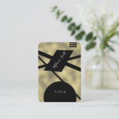 黒モダン幾何形状フェイク金ゴールド 名刺 (スタンド正面)
