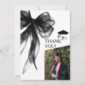 黒モダン弓の卒業写真 サンキューカード (正面)