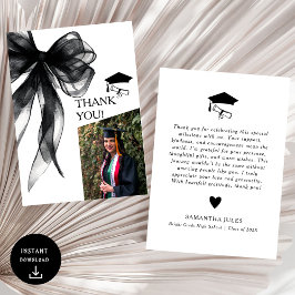 黒モダン弓の卒業写真 サンキューカード