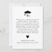 黒モダン弓の卒業写真 サンキューカード (裏面)