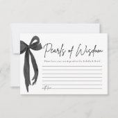 黒モダン弓の真珠の知恵ブライダルシャワー 招待状 (正面)