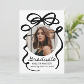 黒モダン弓エレガント2写真卒業 案内状 (スタンド正面)